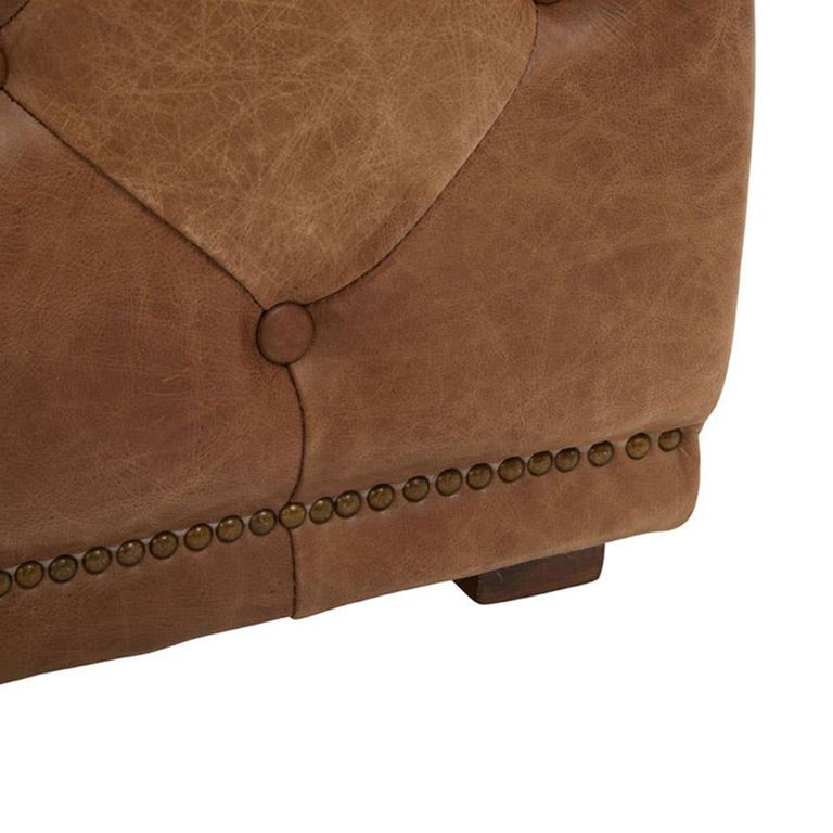 Hoxton Ottoman Bench - Vintage Brown Tufted Leather