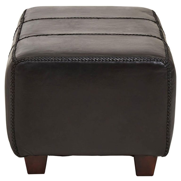 Inca Footstool - Black Leather