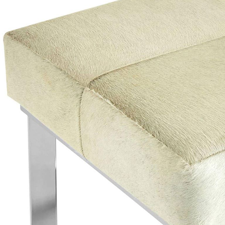 Kensington Townhouse Bench - Grey Leather with Silver Metal