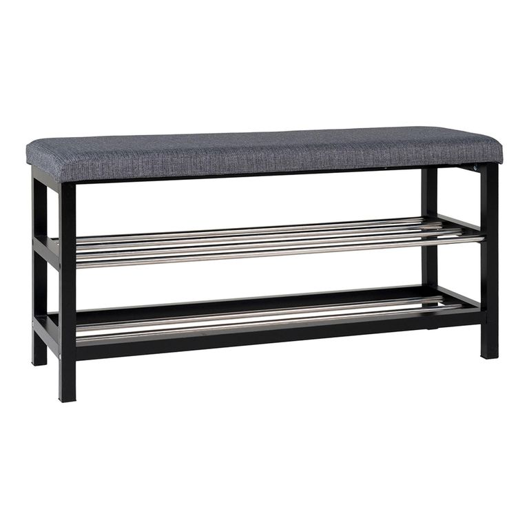 Padova Bench - Grey Fabric - with Shelves