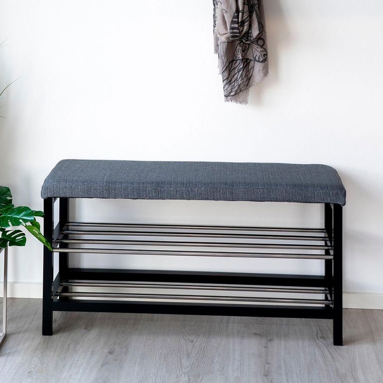 Padova Bench - Grey Fabric - with Shelves