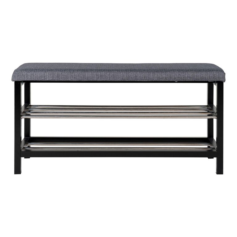 Padova Bench - Grey Fabric - with Shelves