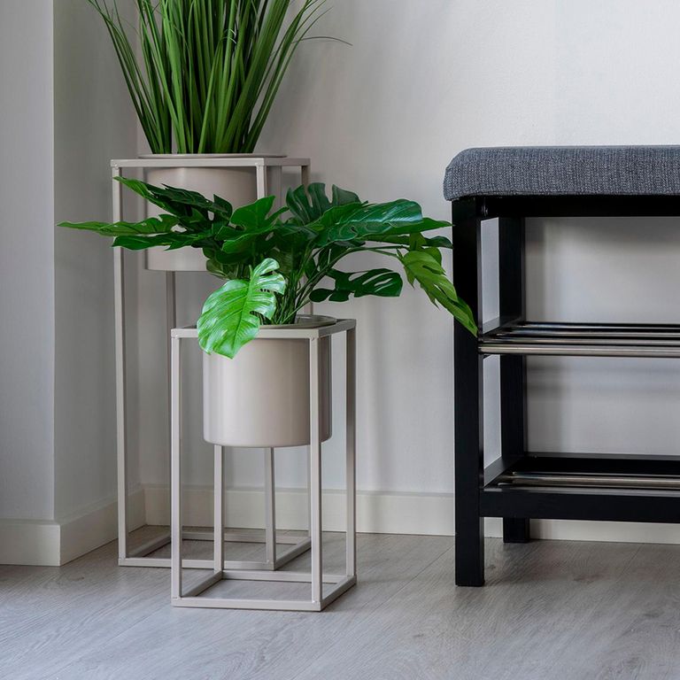 Padova Bench - Grey Fabric - with Shelves