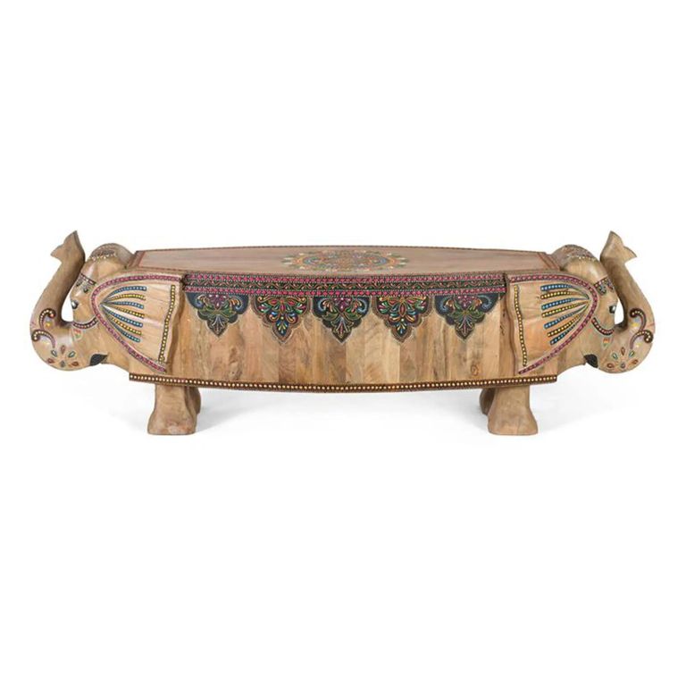Taconite Bench - Mango Wood - Painted - Elephant