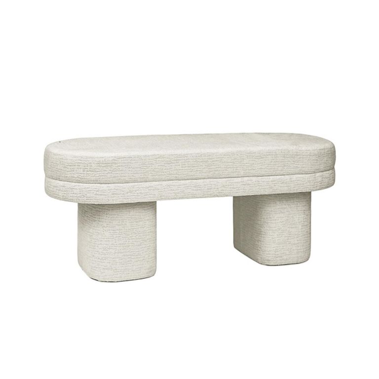 Hall Bench - Oval - Taupe Chenille Fabric