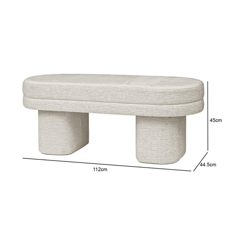 Hall Bench - Oval - Taupe Chenille Fabric