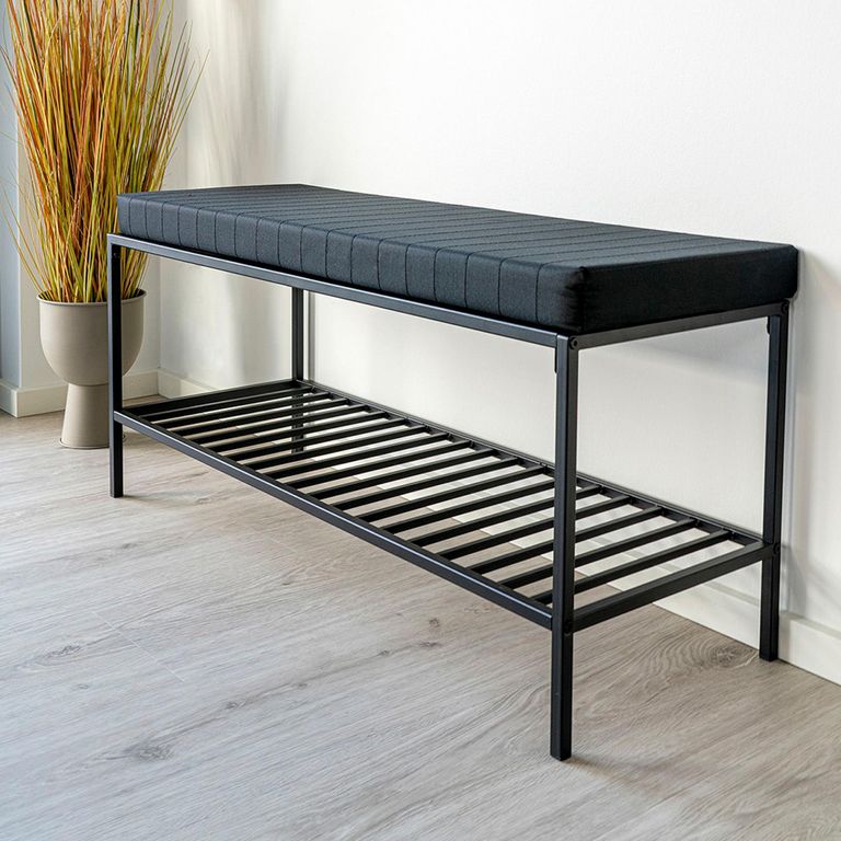 Vita Hall Bench with Shelf - Black Melamine