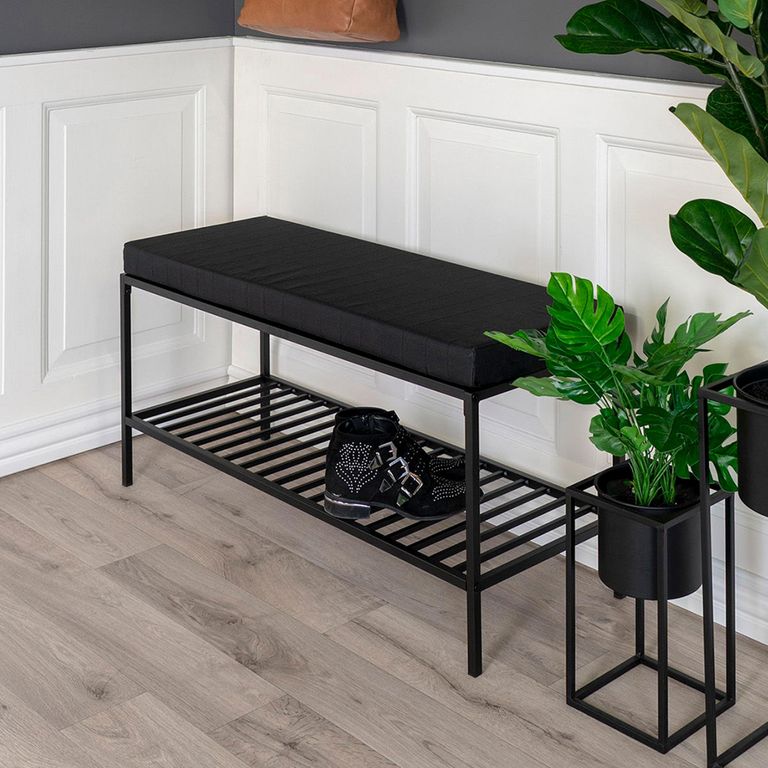 Vita Hall Bench with Shelf - Black Melamine