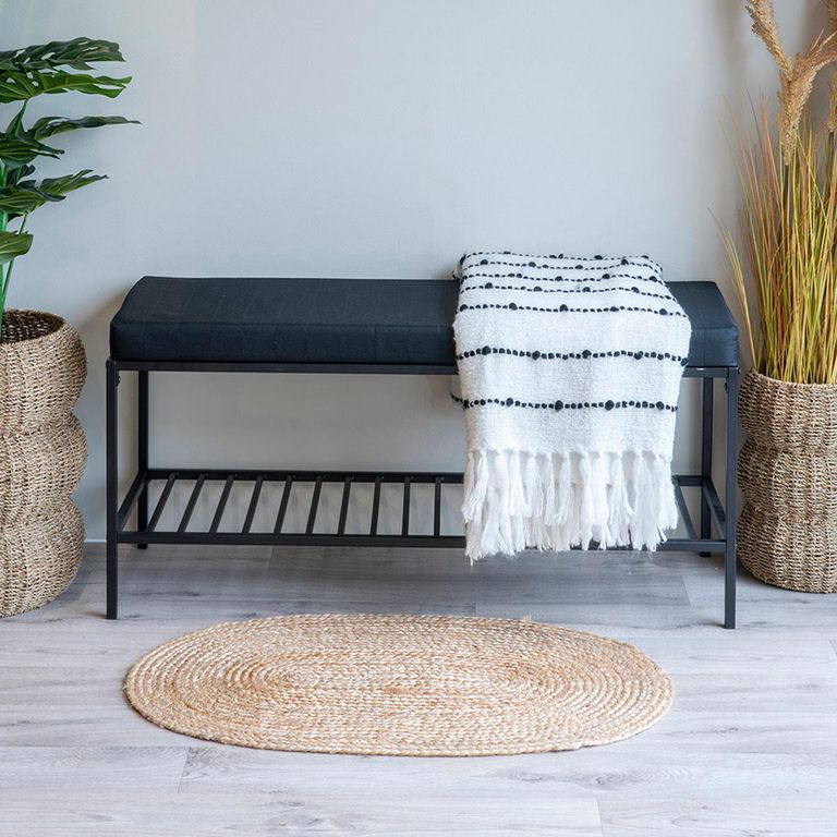 Vita Hall Bench with Shelf - Black Melamine