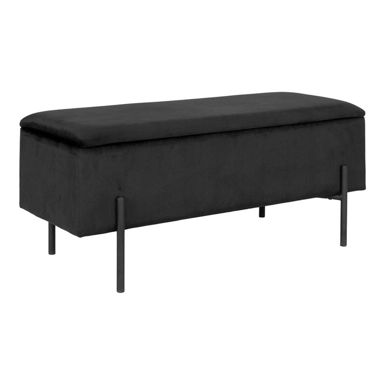 Watford Bench - Black Velvet Fabric - Storage