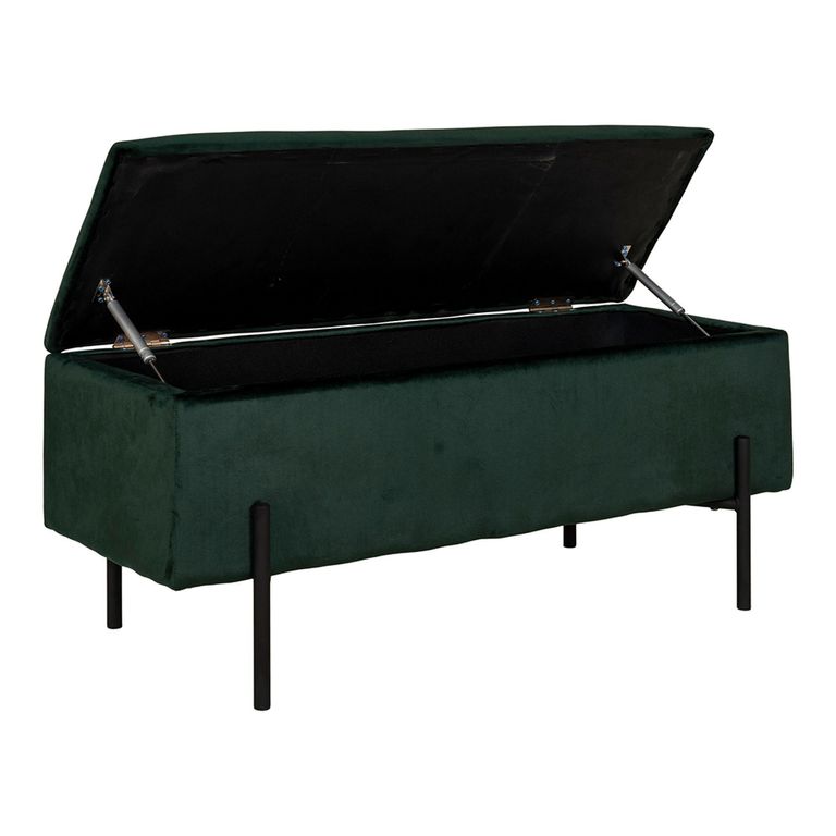 Watford Bench - Green Velvet Fabric - Storage
