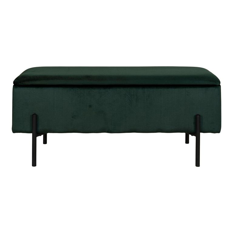 Watford Bench - Green Velvet Fabric - Storage