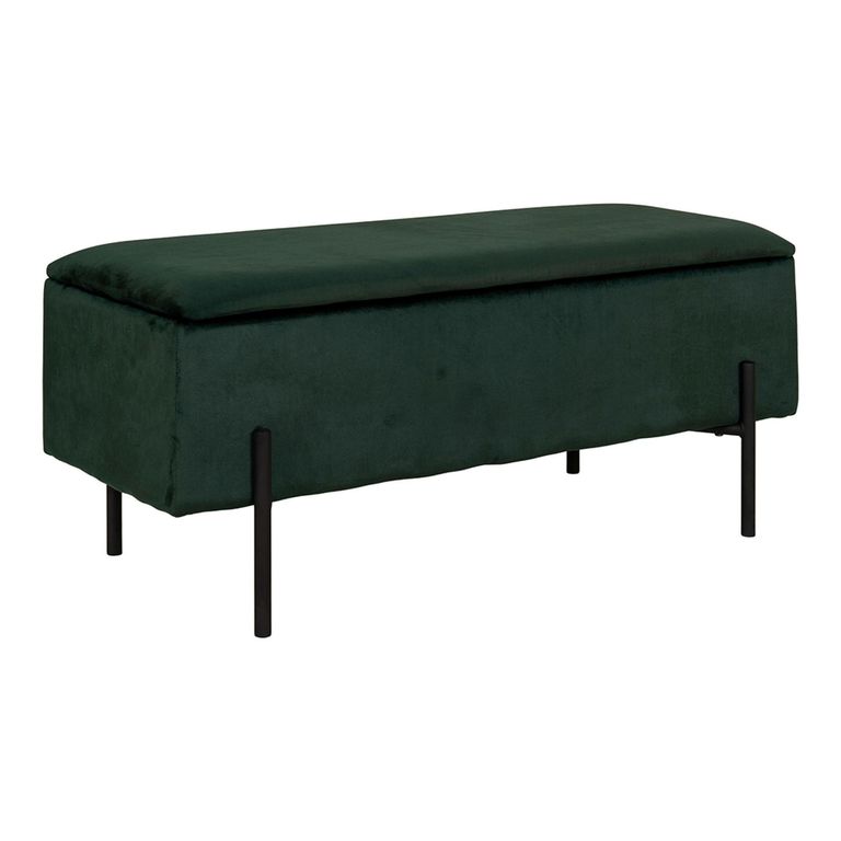 Watford Bench - Green Velvet Fabric - Storage