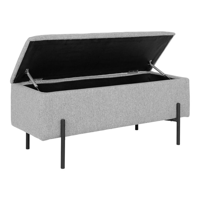 Watford Bench - Light Grey Fabric - Storage