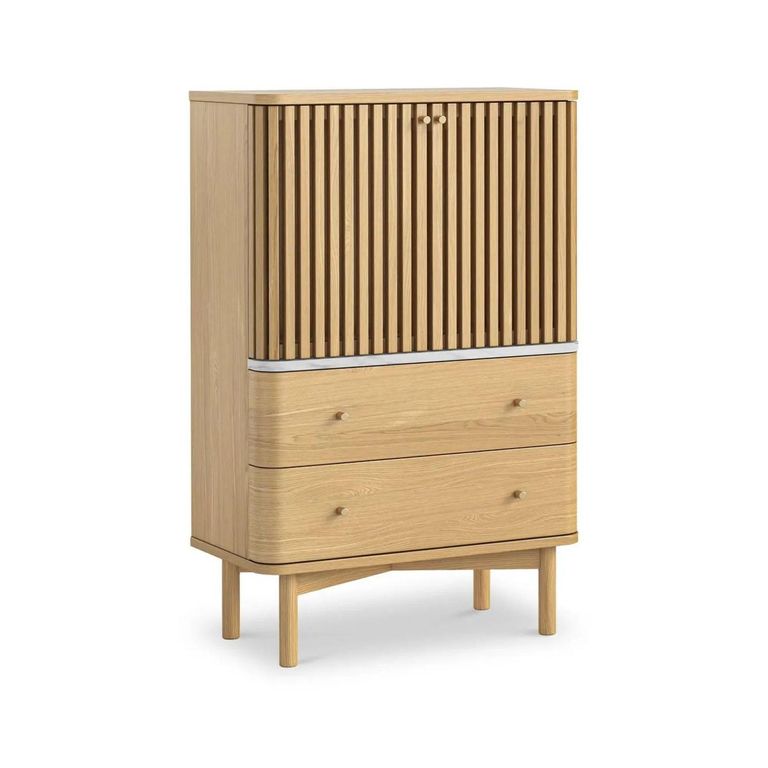 Soho Oak Cabinet - 2 Door - Slatted - White