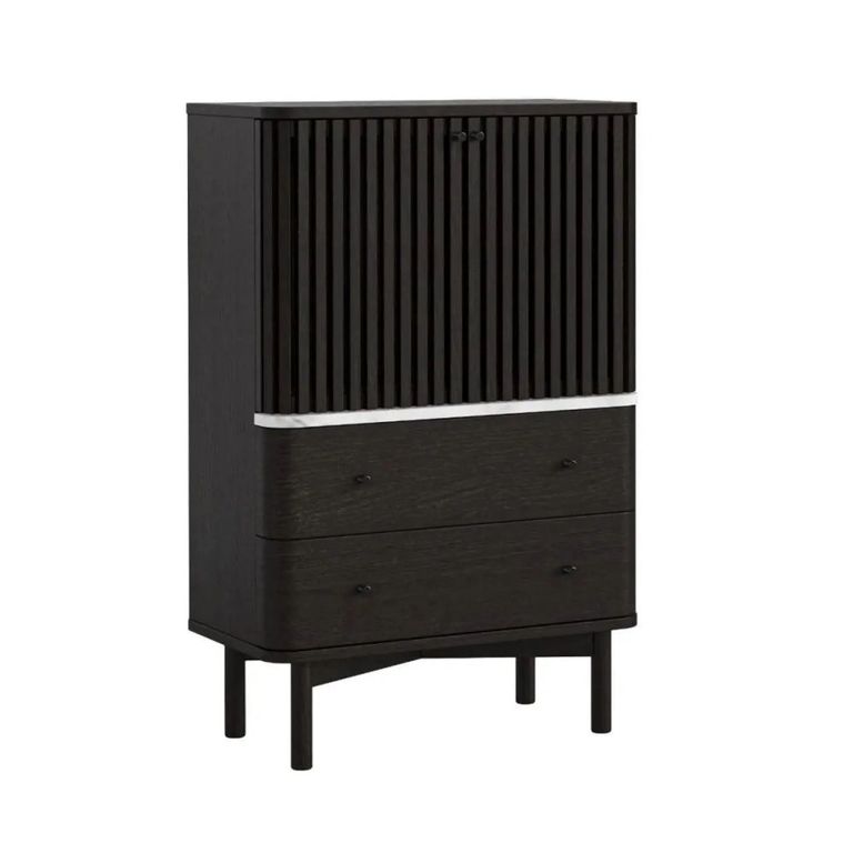 Soho Black Cabinet - 2 Door - Slatted - Black & White