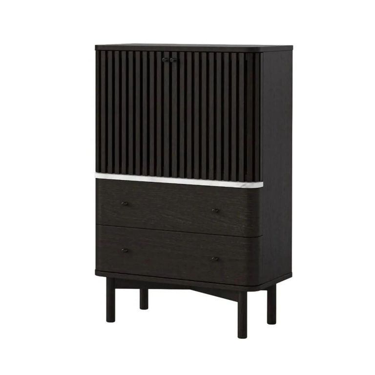Soho Black Cabinet - 2 Door - Slatted - Black & White