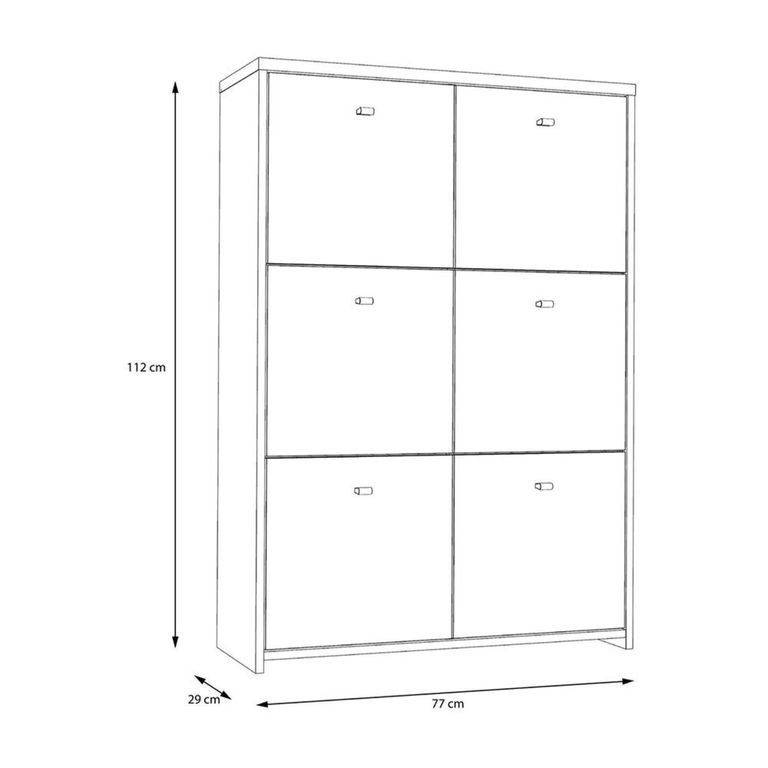Best Hall Cabinet - 6 Door - Grey Concrete and Vintage Wood