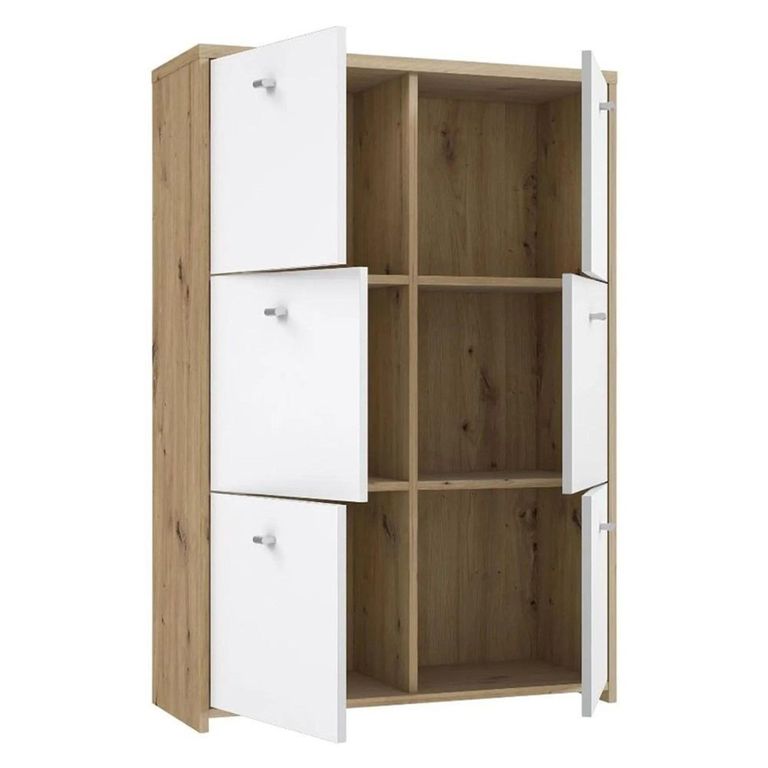 Best Hall Cabinet - 6 Door - Oak and White