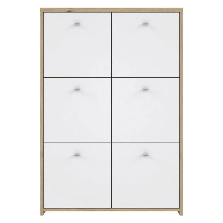Best Hall Cabinet - 6 Door - Oak and White
