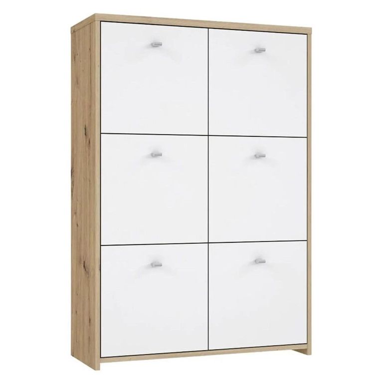 Best Hall Cabinet - 6 Door - Oak and White