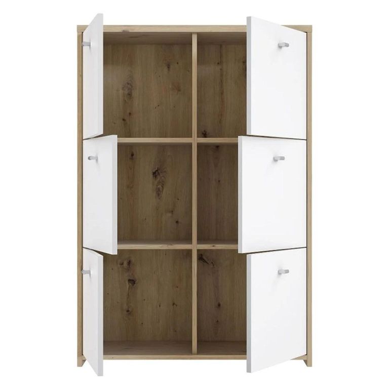Best Hall Cabinet - 6 Door - Oak and White