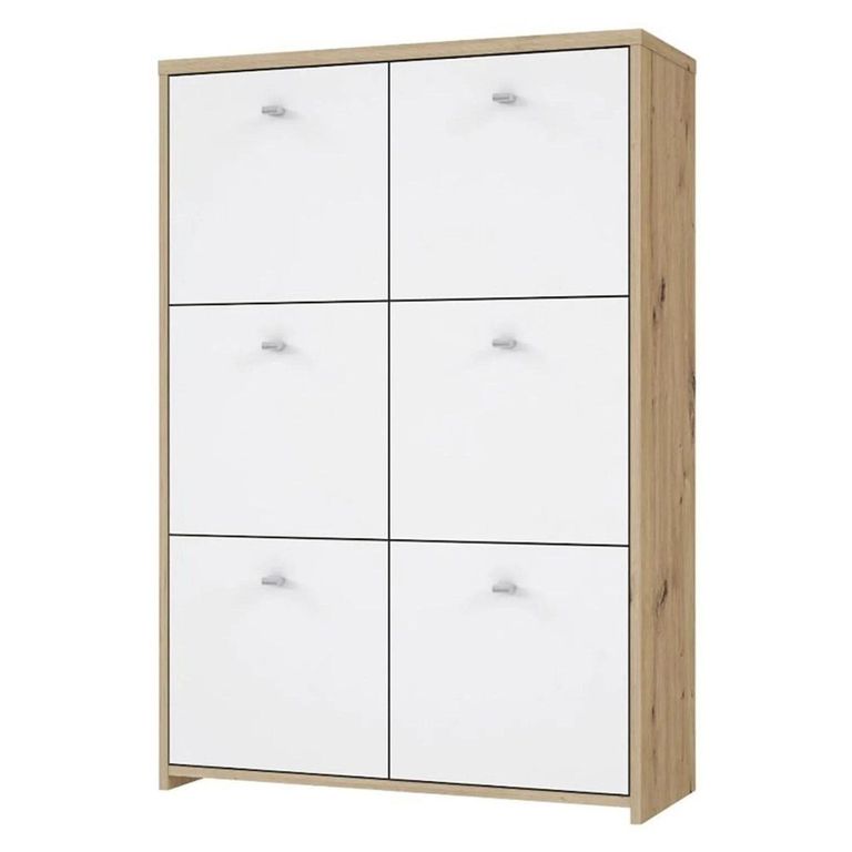Best Hall Cabinet - 6 Door - Oak and White