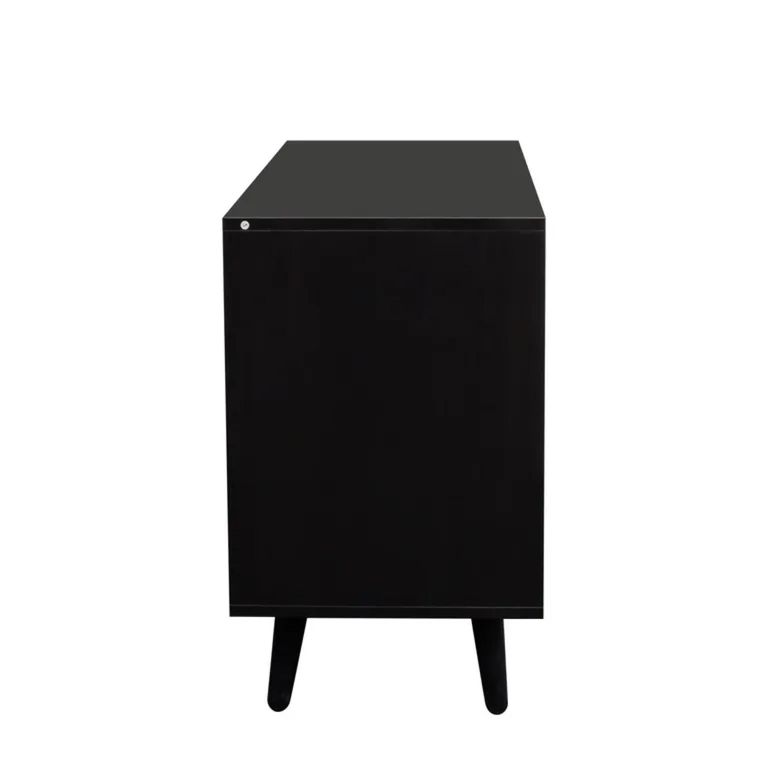 Ferrero Cabinet - 1 Door - Black and Woven Rattan