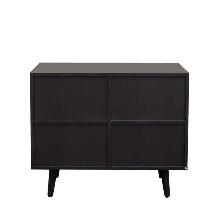 Ferrero Cabinet - 1 Door - Black and Woven Rattan