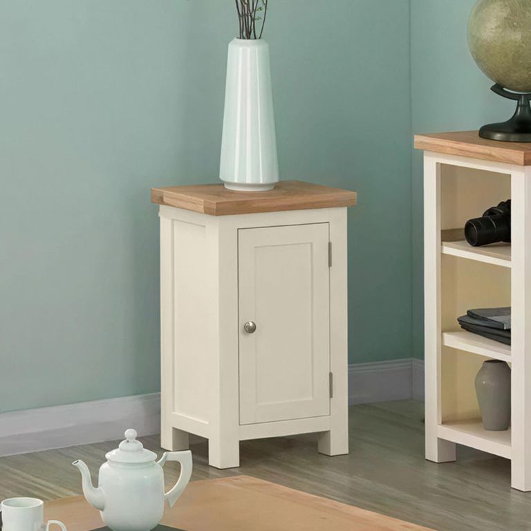 Lundy Small Hall Cabinet - 1 Door - Ivory Painted