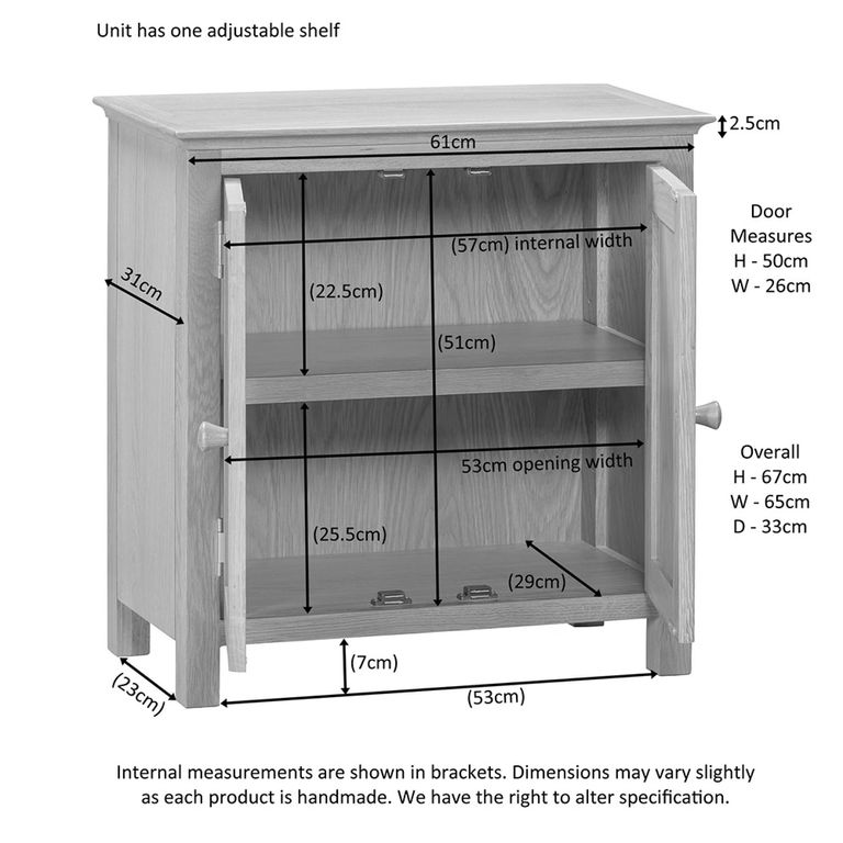 Arlington Small Cabinet - 2 Door - Oak