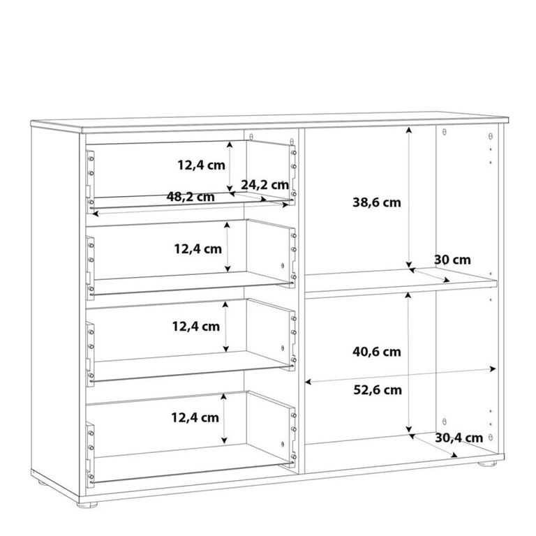 Sienna Cabinet - 1 Door - 4 Drawer - White Gloss