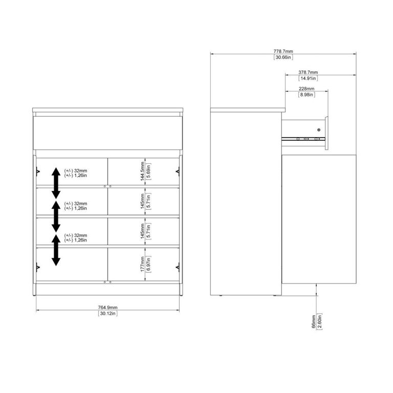 Naia Cabinet - 2 Door - White Gloss