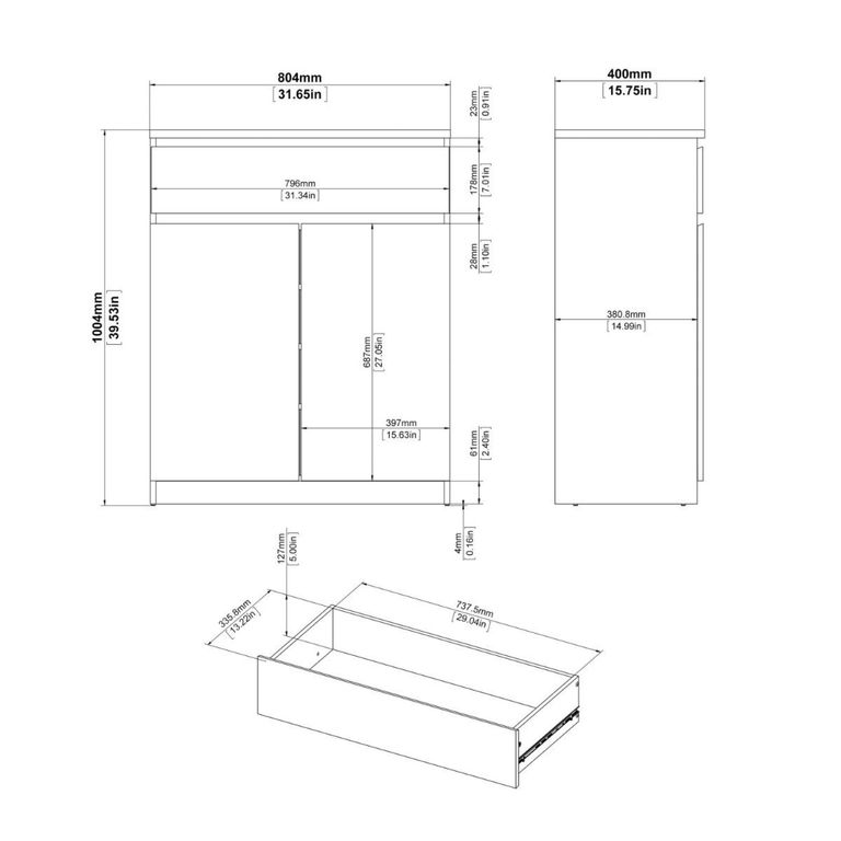 Naia Cabinet - 2 Door - White Gloss