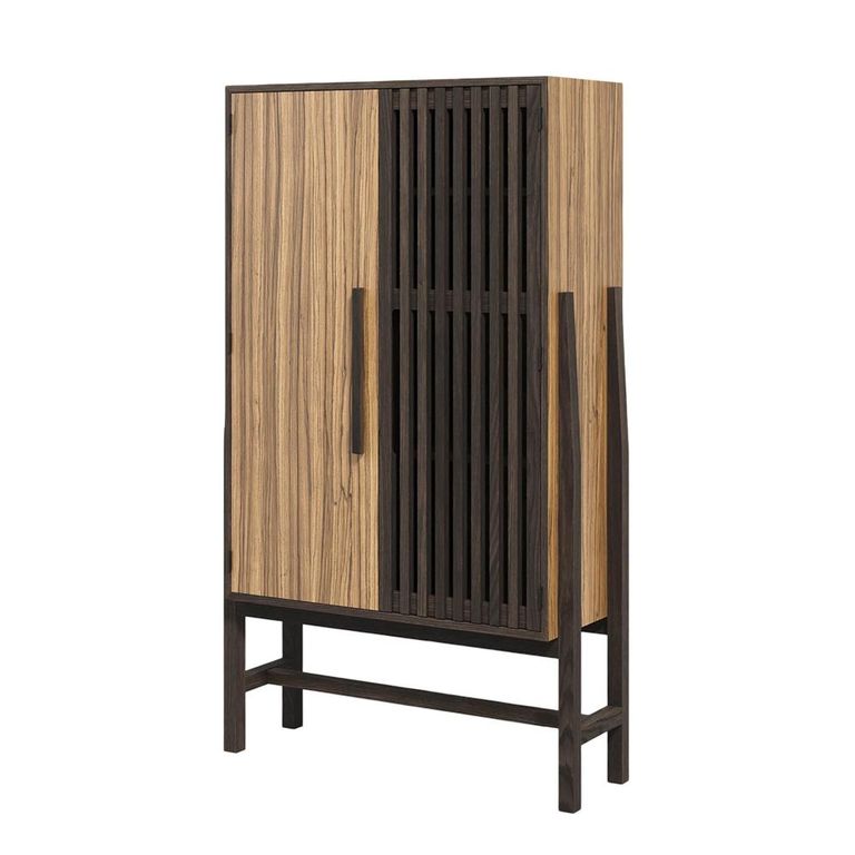 Abigail Ahern Batten Storage Unit - 2 Door - Tall - Zebrano Veneer
