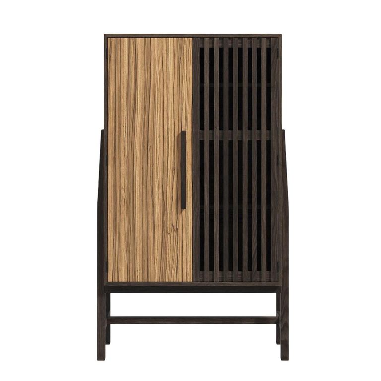 Abigail Ahern Batten Storage Unit - 2 Door - Tall - Zebrano Veneer