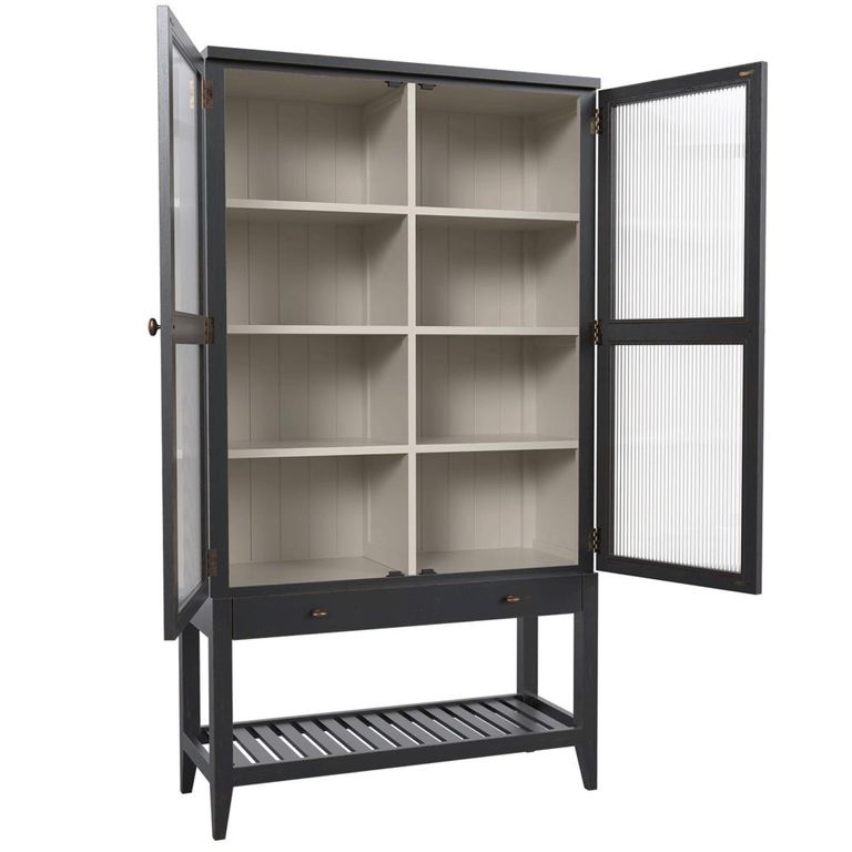 Barwick Glazed Cabinet - 2 Door - 1 Drawer - Charcoal
