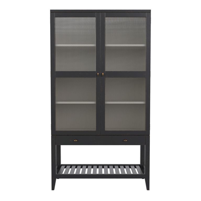 Barwick Glazed Cabinet - 2 Door - 1 Drawer - Charcoal