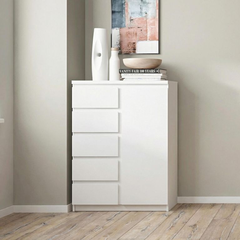 Fribo Cabinet - 1 Door - 5 Drawer - White