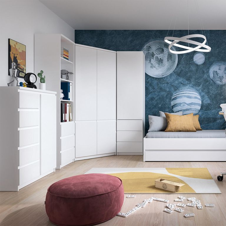 Fribo Cabinet - 1 Door - 5 Drawer - White