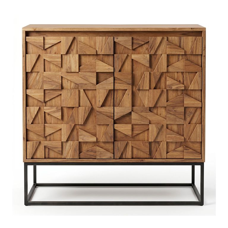 Axis Acacia Wood Cabinet - 2 Door - Geometric