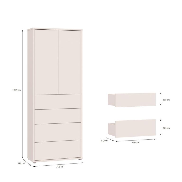 Alice Springs Storage Cabinet - 2 Door - 4 Drawer - Tall - Sand