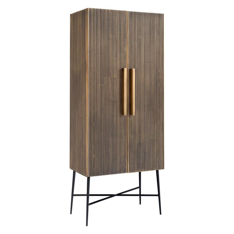 Ironville Brass Ribbed 2 Door Tall Cupboard