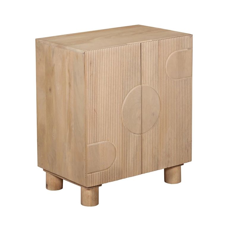 Austin Hall Cabinet - 2 Door - Fluted - Natural - Mango Wood