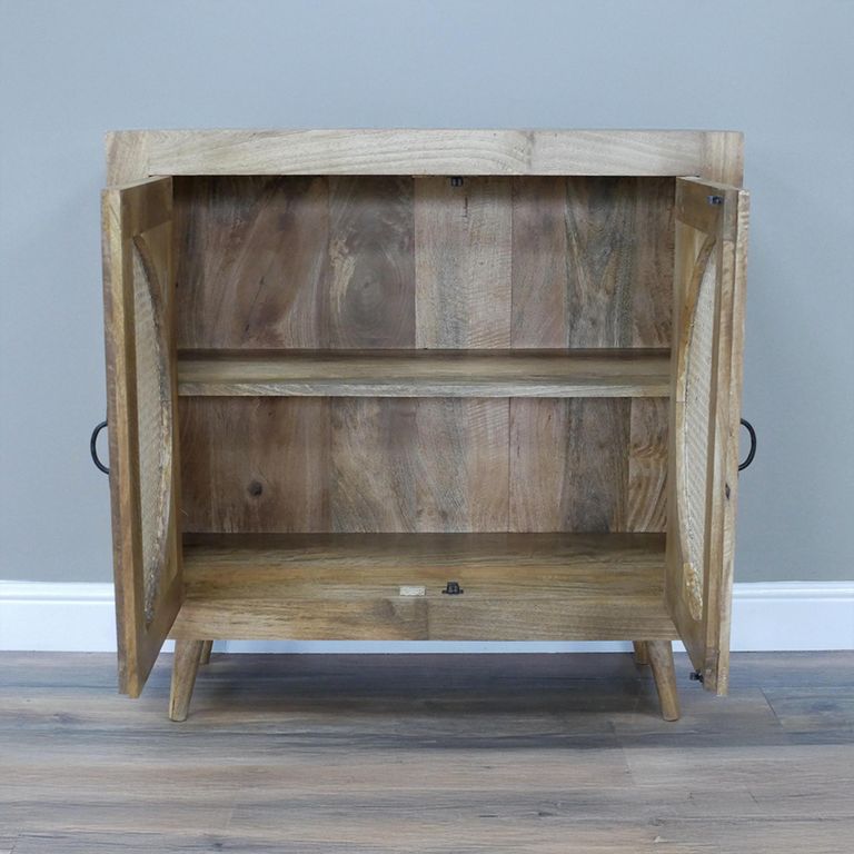 Storage Cabinet - Acacia Wood and Rattan - 2 Door