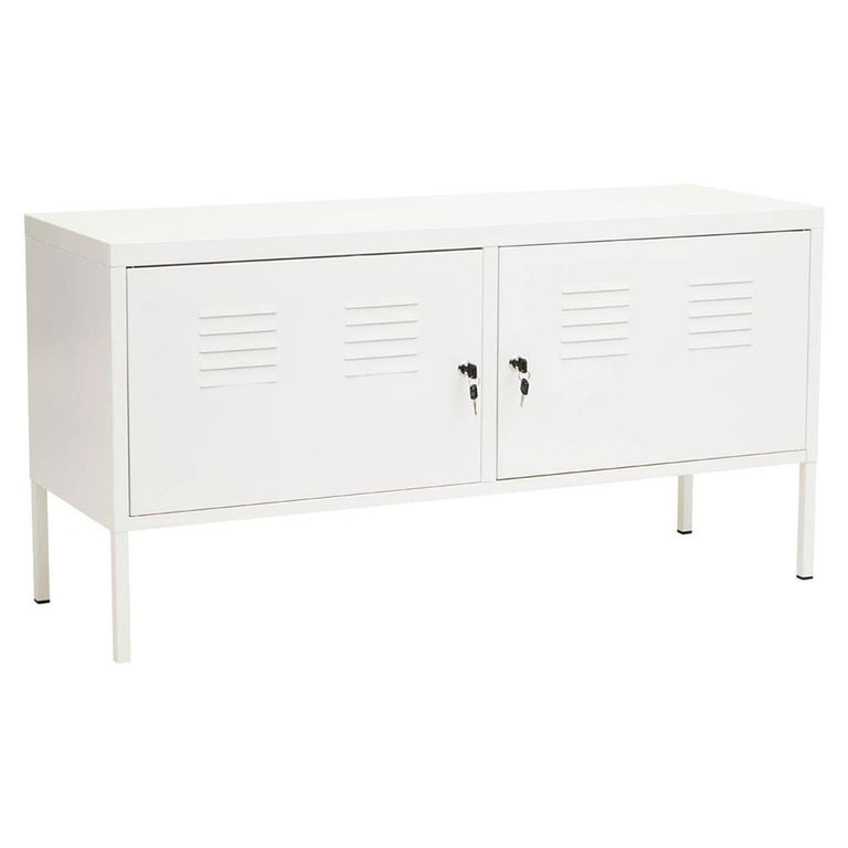 Academy Metal Small Sideboard - 2 Door - 118cm - White