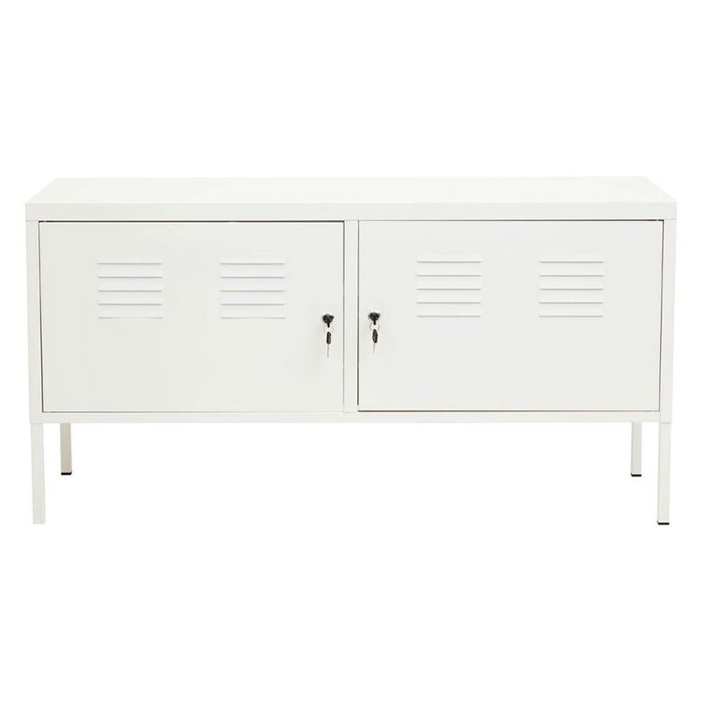 Academy Metal Small Sideboard - 2 Door - 118cm - White