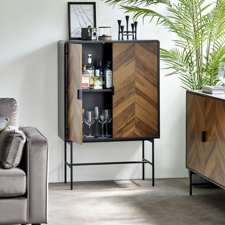 Alvin Chevron Wood Effect Hall Cabinet - 2 Door