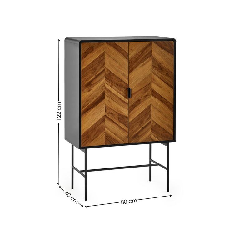 Alvin Chevron Wood Effect Hall Cabinet - 2 Door