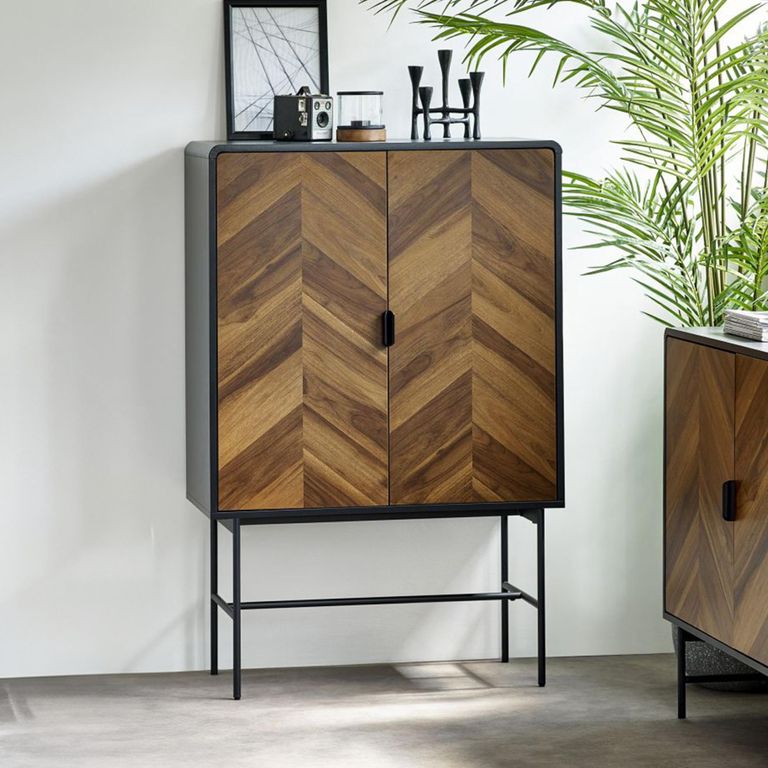 Alvin Chevron Wood Effect Hall Cabinet - 2 Door
